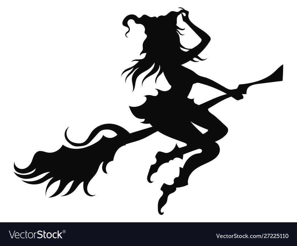Detail Silhouette Of Witch Flying On Broom Nomer 36