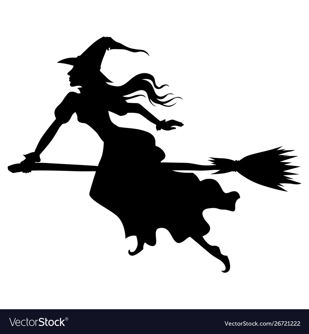 Detail Silhouette Of Witch Flying On Broom Nomer 40