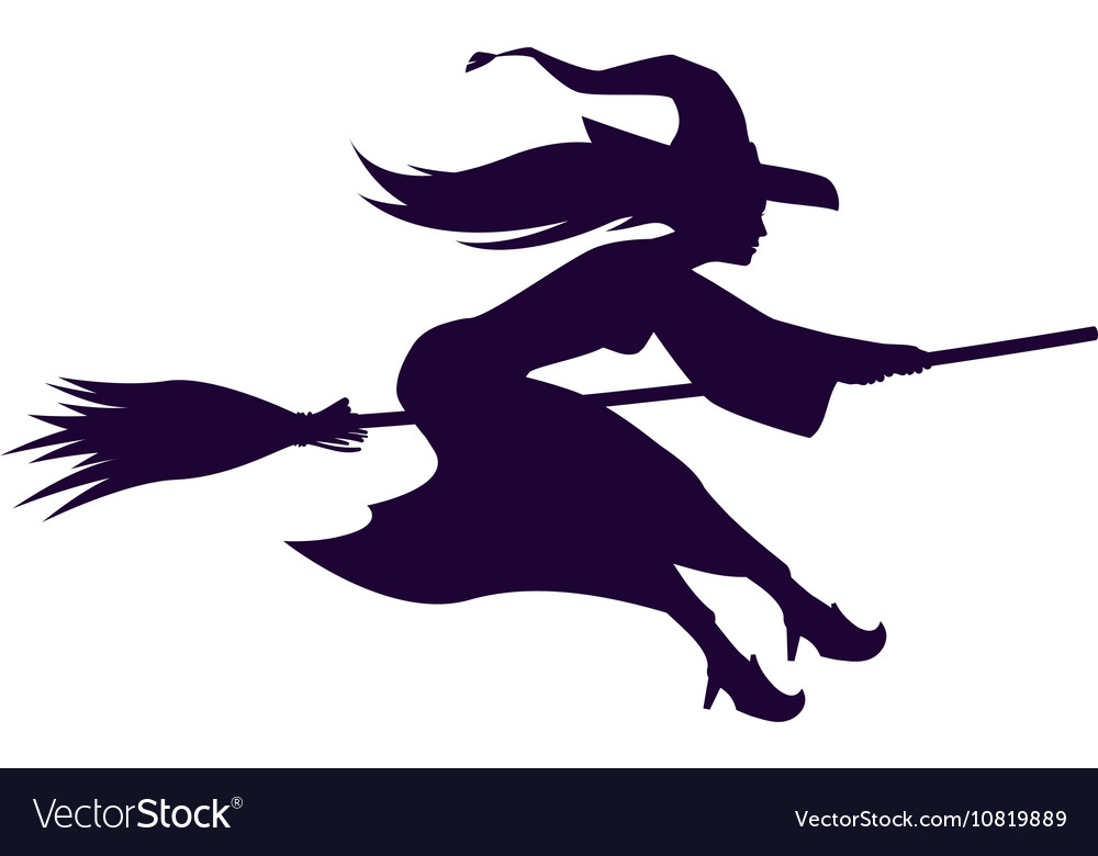 Detail Silhouette Of Witch Flying On Broom Nomer 47