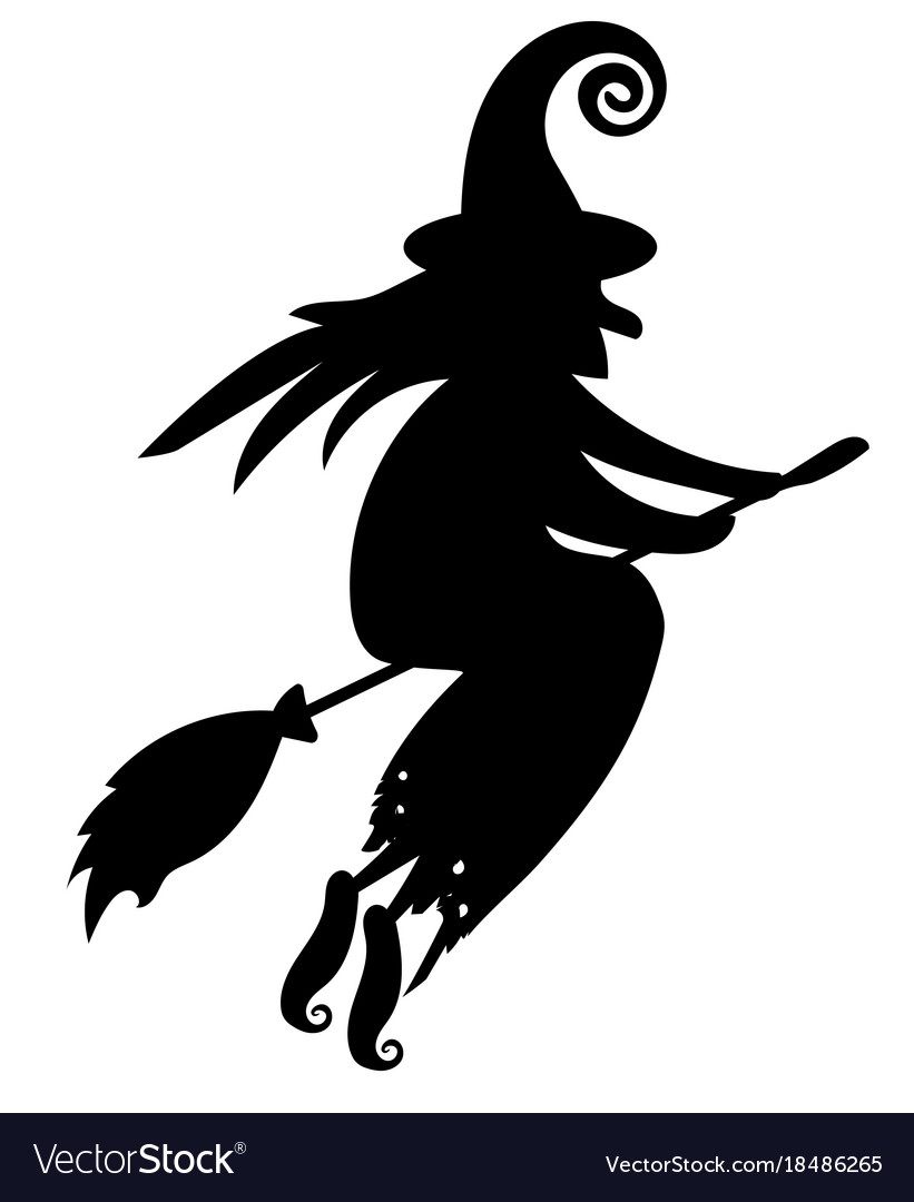 Detail Silhouette Of Witch Flying On Broom Nomer 53