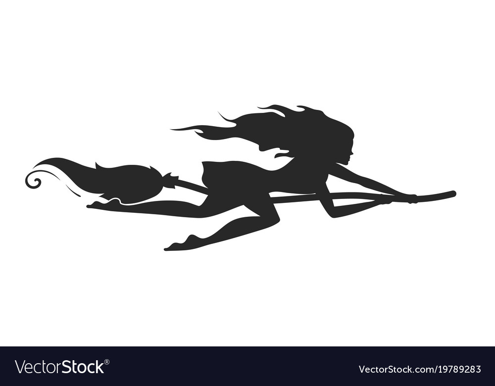 Detail Silhouette Of Witch Flying On Broom Nomer 54