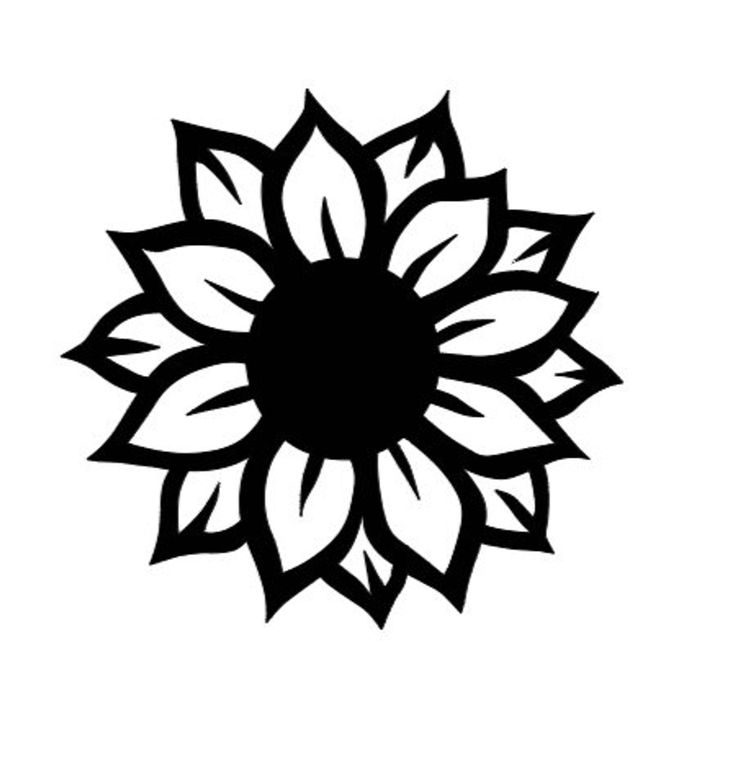 Detail Silhouette Sunflower Clipart Black And White Nomer 16