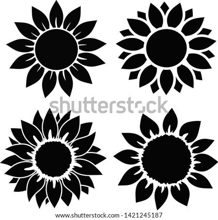 Detail Silhouette Sunflower Clipart Black And White Nomer 29