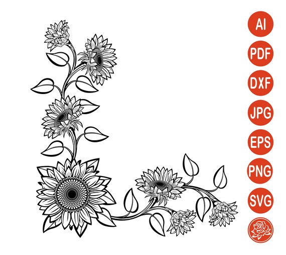 Detail Silhouette Sunflower Clipart Black And White Nomer 36