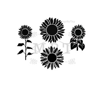 Detail Silhouette Sunflower Clipart Black And White Nomer 42