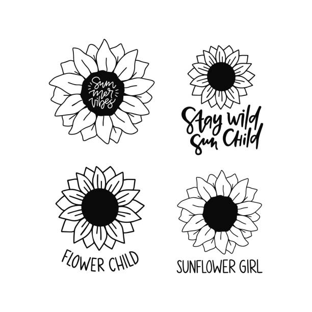 Detail Silhouette Sunflower Clipart Black And White Nomer 45