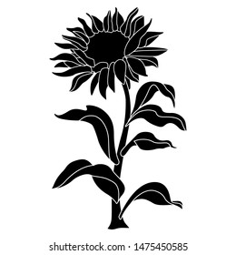 Detail Silhouette Sunflower Clipart Black And White Nomer 8