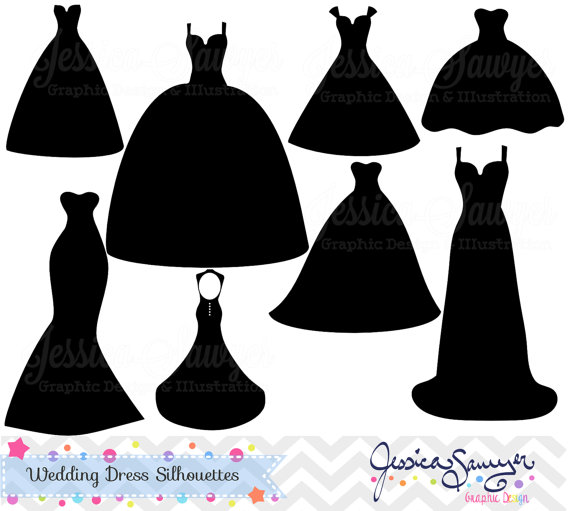 Silhouette Wedding Dress Clipart - KibrisPDR