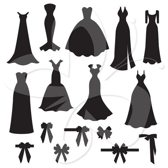 Detail Silhouette Wedding Dress Clipart Nomer 11