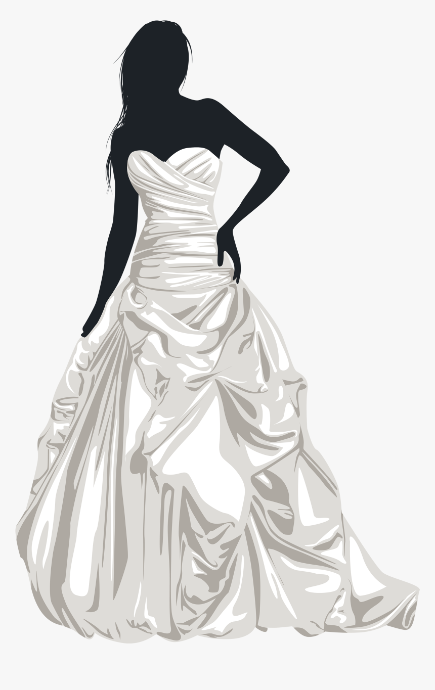 Detail Silhouette Wedding Dress Clipart Nomer 31