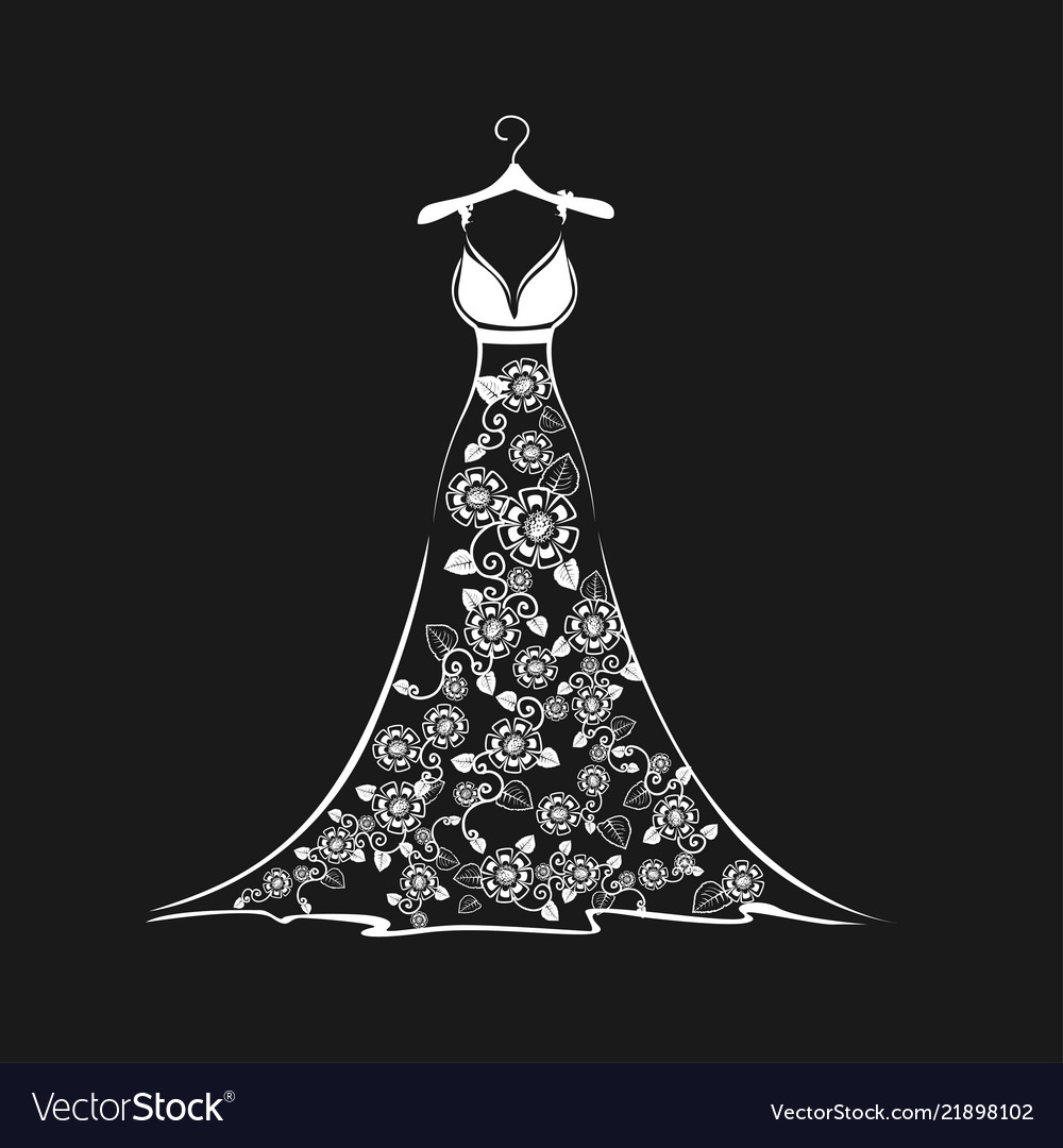 Detail Silhouette Wedding Dress Clipart Nomer 36