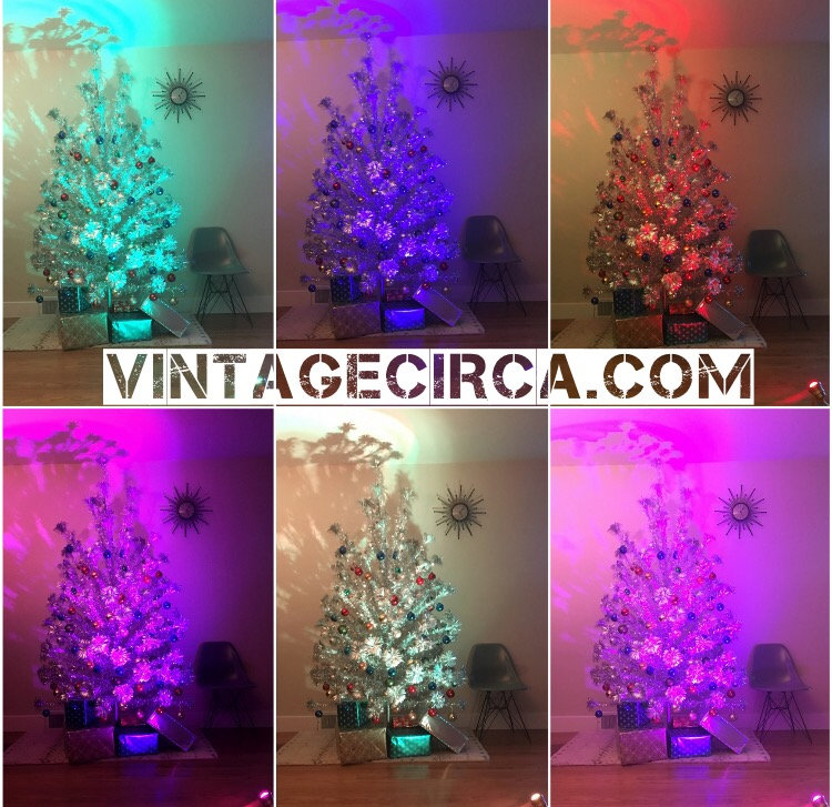 Detail Silver Tinsel Tree With Color Wheel Nomer 21