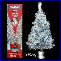 Detail Silver Tinsel Tree With Color Wheel Nomer 33