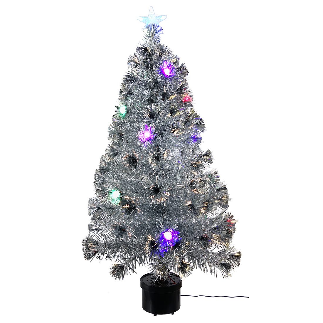 Detail Silver Tinsel Tree With Color Wheel Nomer 37