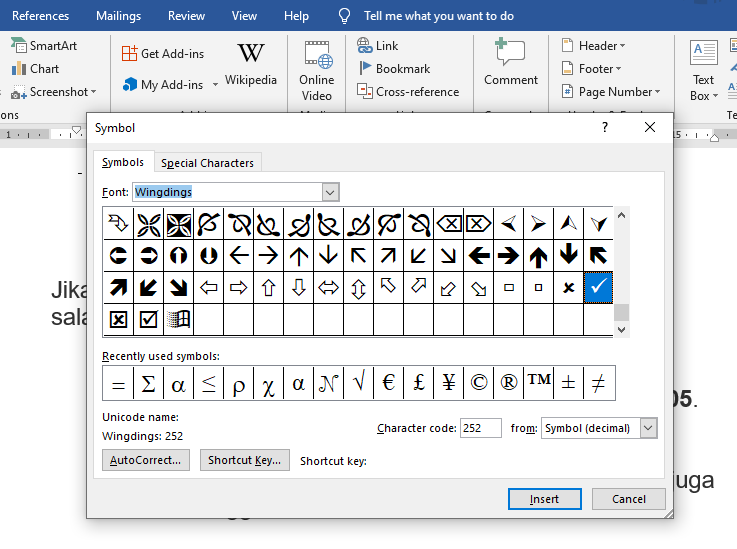 Detail Simbol Centang Di Word Nomer 22