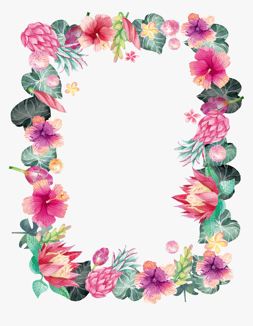 Detail Watercolor Flower Frame Png Nomer 15