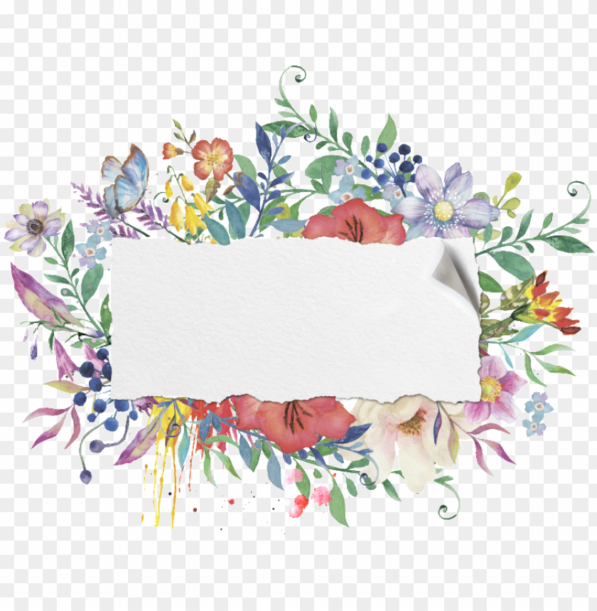 Detail Watercolor Flower Frame Png Nomer 17