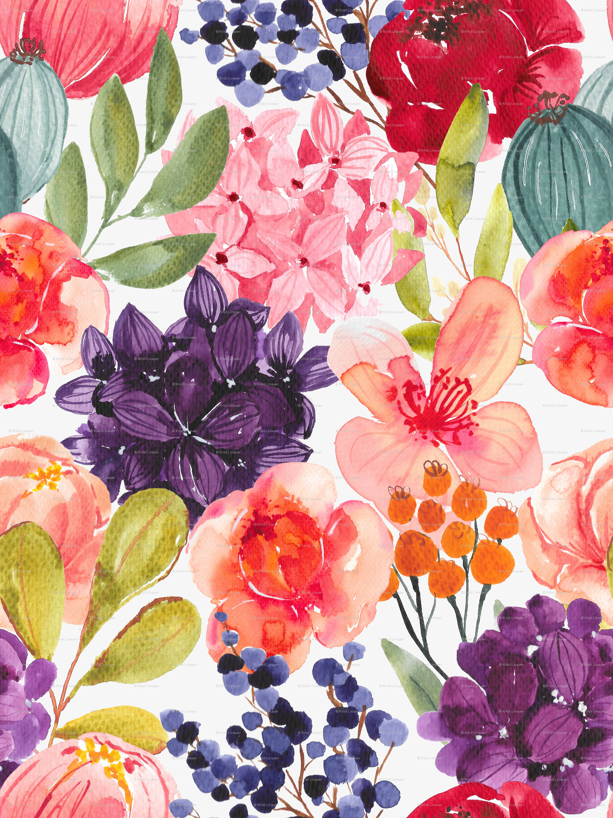 Detail Watercolor Flower Wallpaper Nomer 55