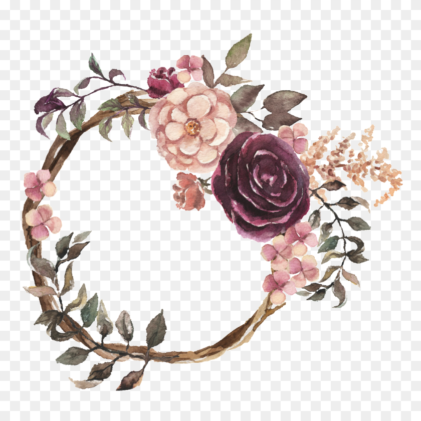 Detail Watercolor Flower Wreath Png Nomer 28