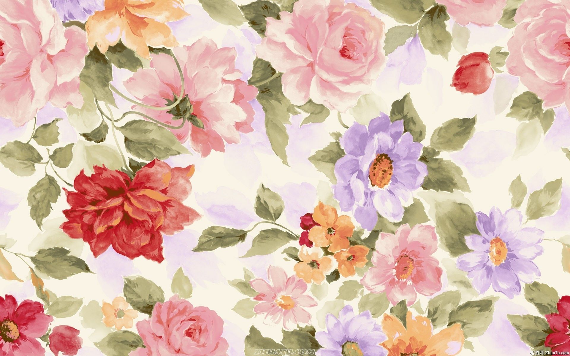 Detail Watercolor Flowers Background Nomer 35