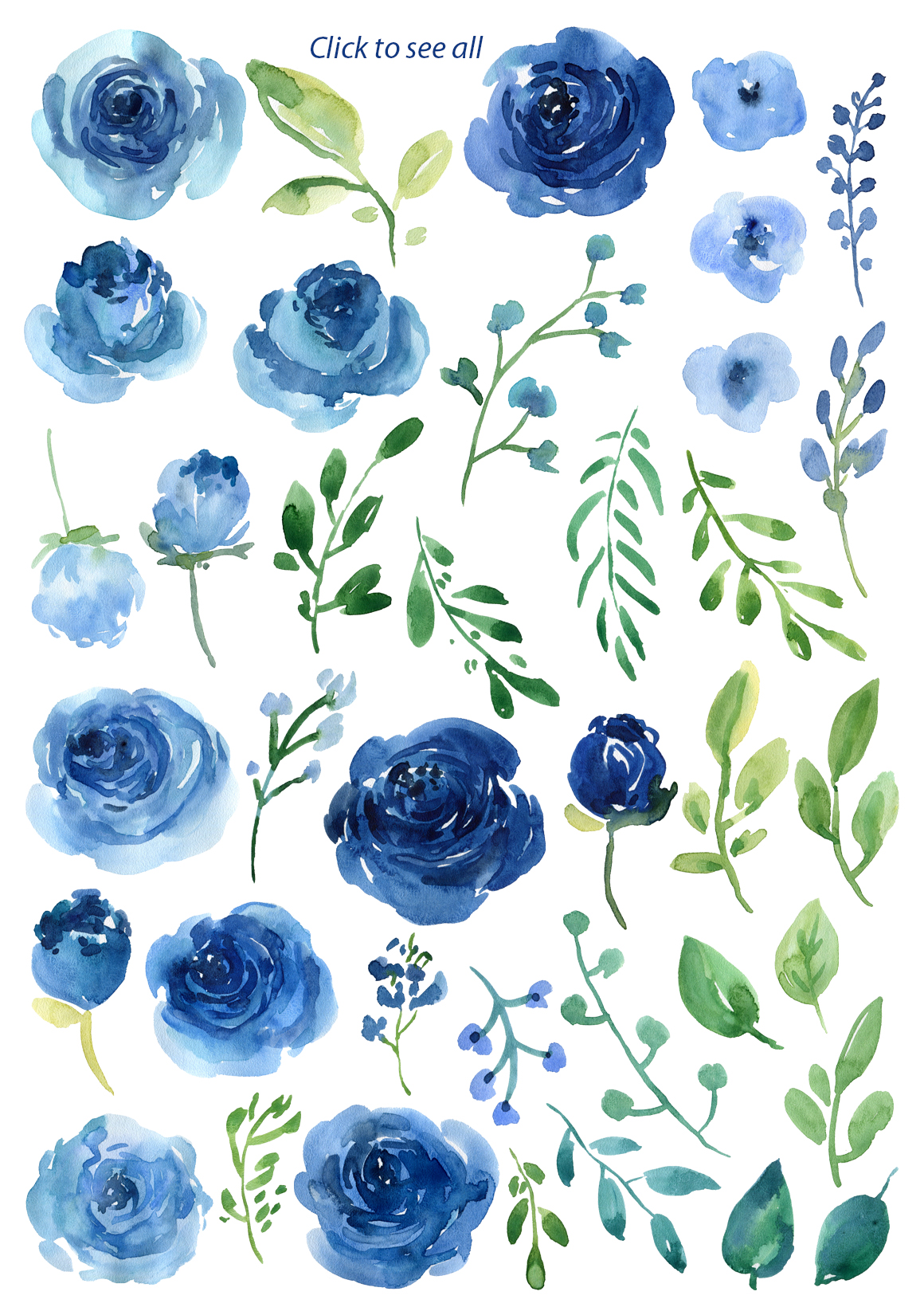 Detail Watercolor Flowers Blue Nomer 4