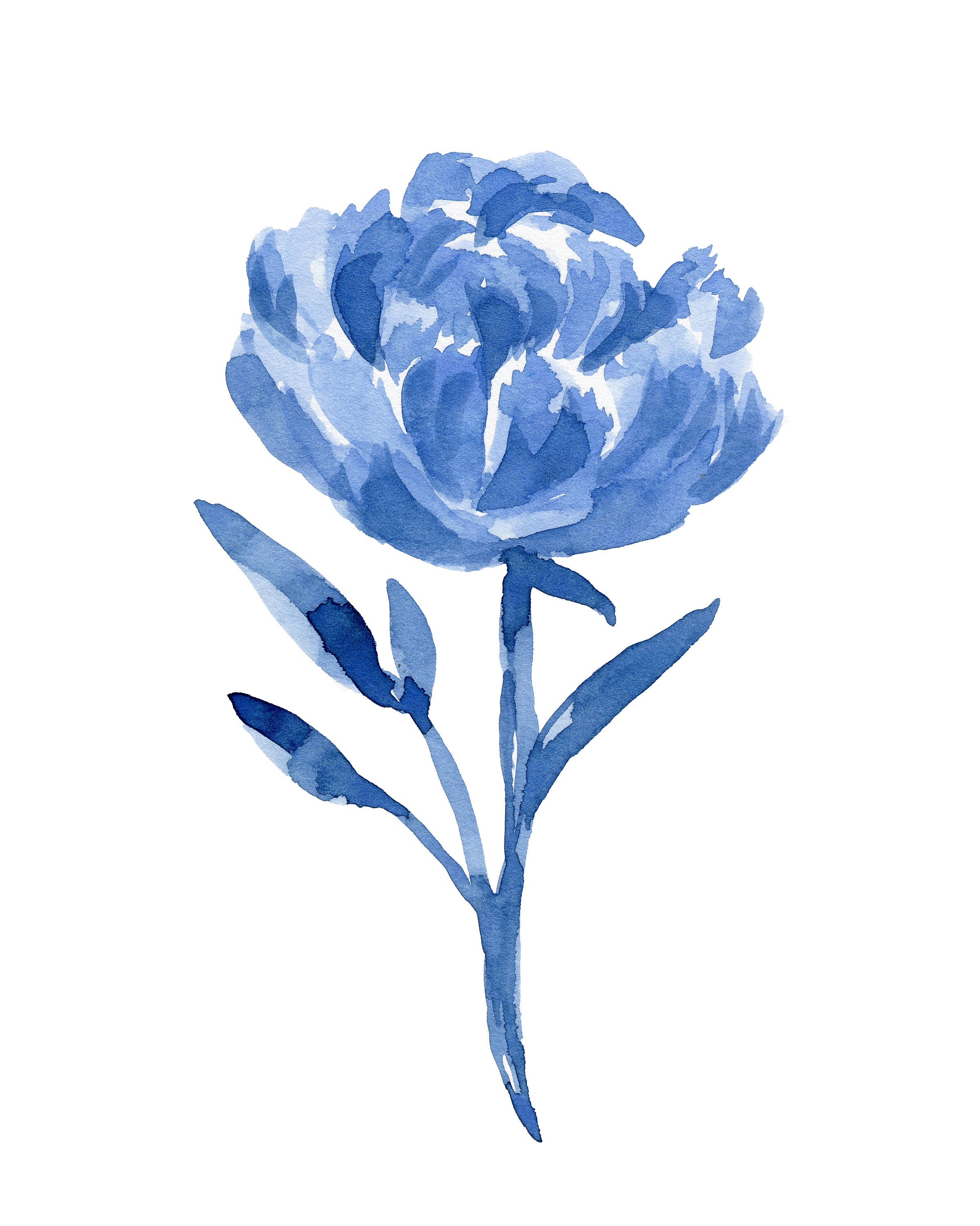 Detail Watercolor Flowers Blue Nomer 8