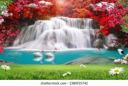 Detail Waterfall Wallpaper 3d Nomer 21