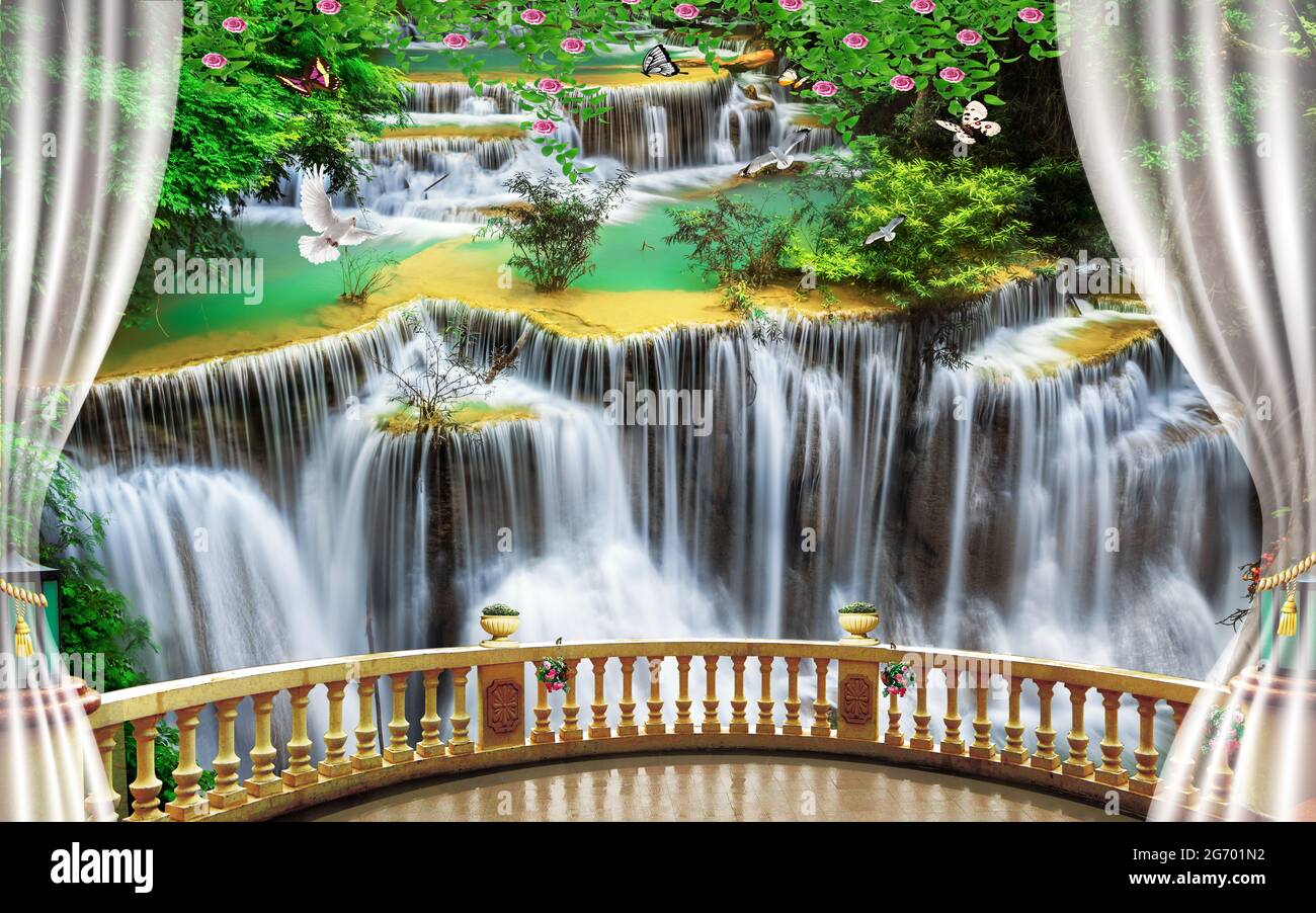 Detail Waterfall Wallpaper 3d Nomer 44