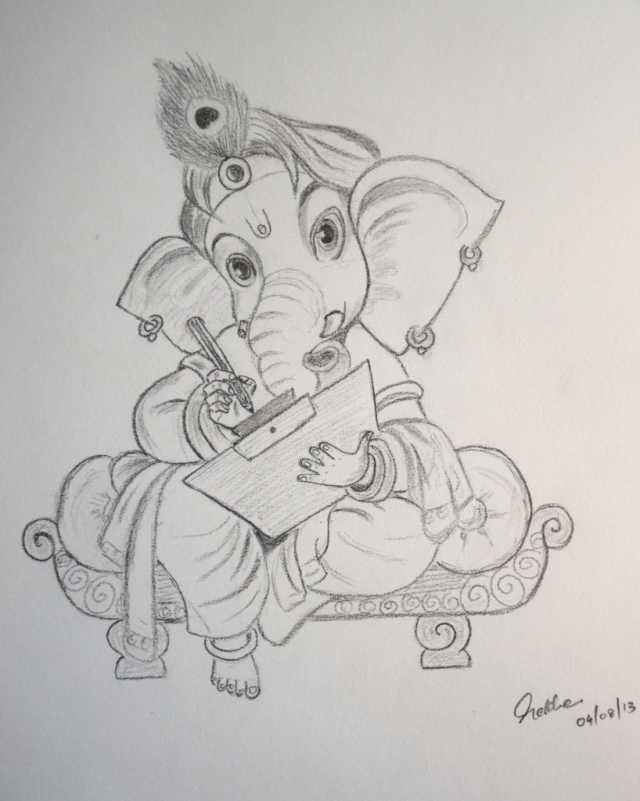 Detail Simple Ganesh Pencil Drawing Nomer 43