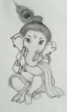 Detail Simple Ganesh Pencil Drawing Nomer 7