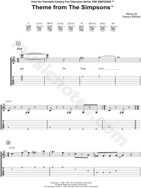 Detail Simpsons Guitar Tab Nomer 9