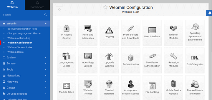 Detail Webmin Control Panel Nomer 2