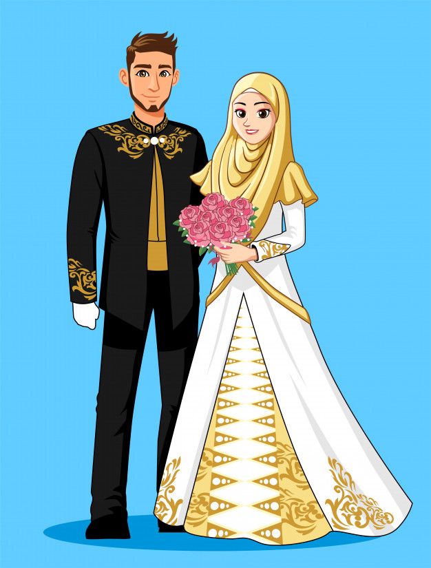 Detail Wedding Cartoon Hijab Nomer 54
