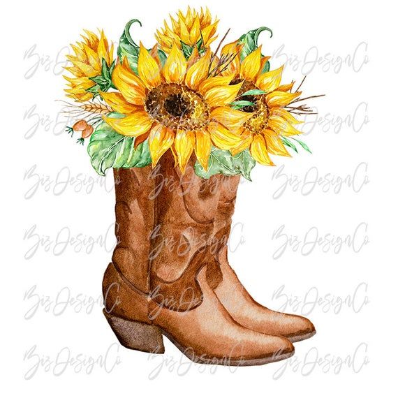 Detail Wedding Sunflower Cowboy Boots Nomer 25