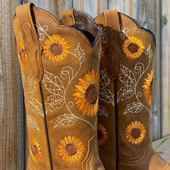Detail Wedding Sunflower Cowboy Boots Nomer 30