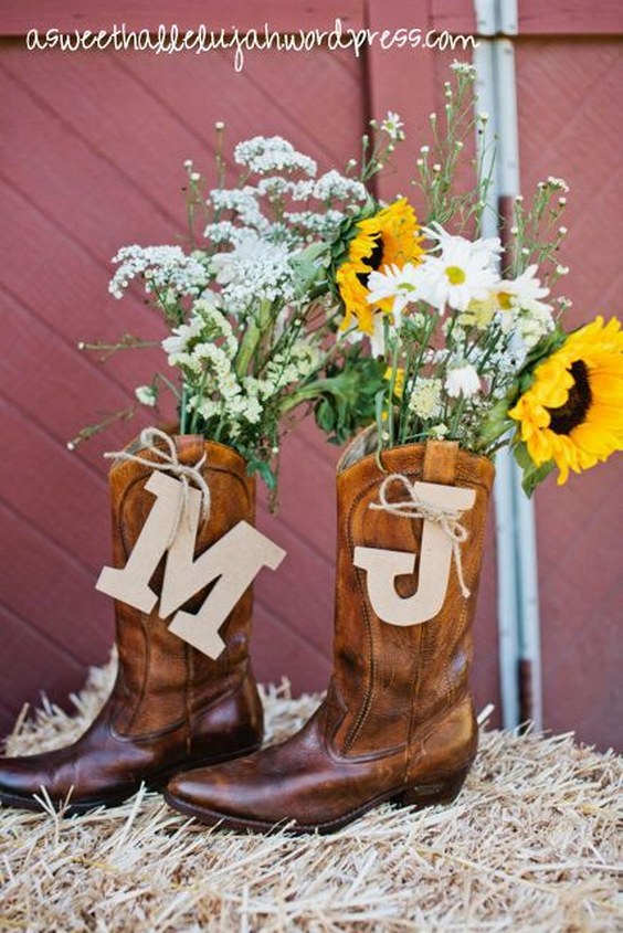 Detail Wedding Sunflower Cowboy Boots Nomer 36