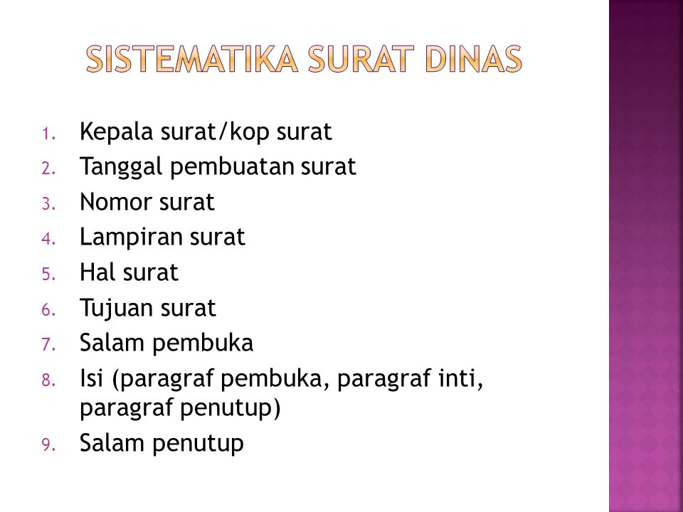 Detail Sistematika Surat Dinas Nomer 4