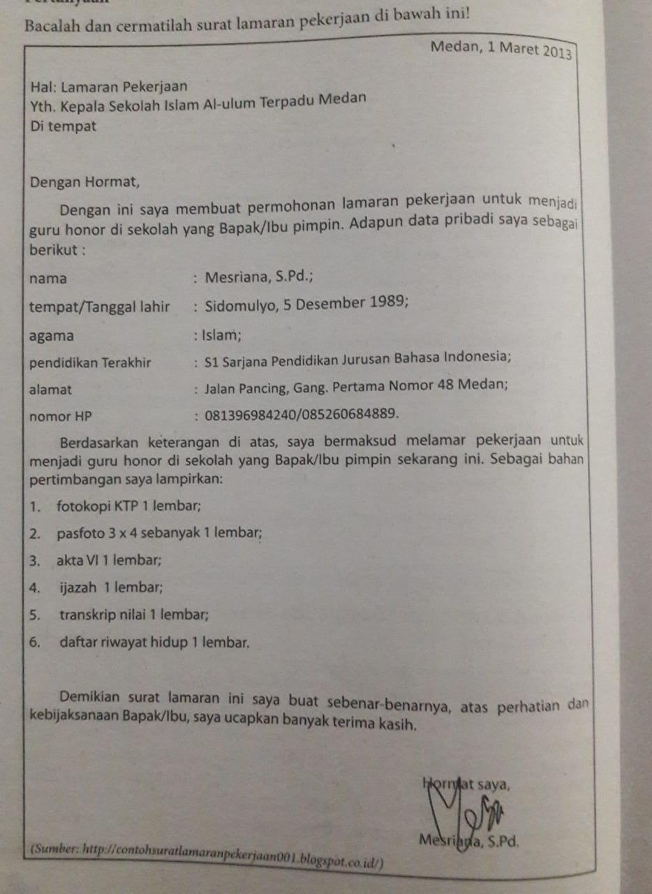 Detail Sistematika Surat Lamaran Pekerjaan Nomer 18