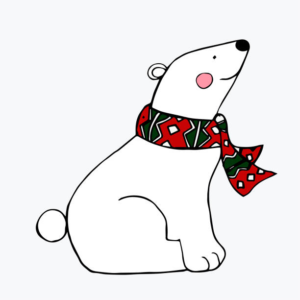 Download Sitting Polar Bear With Scarf Nomer 46