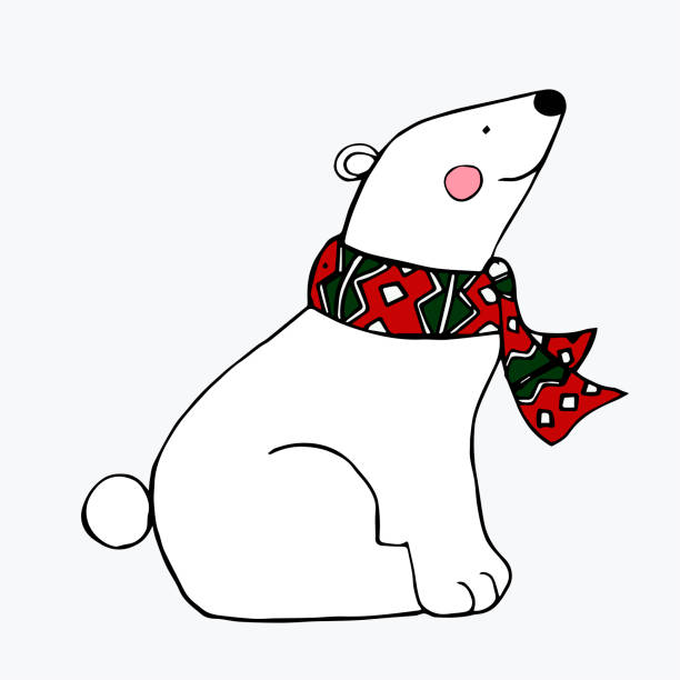 Detail Sitting Polar Bear With Scarf Nomer 46