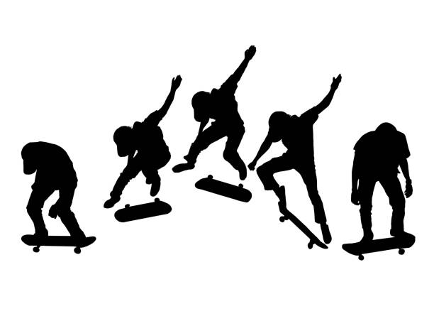 Detail Skateboarder Silhouette Clip Art Nomer 2