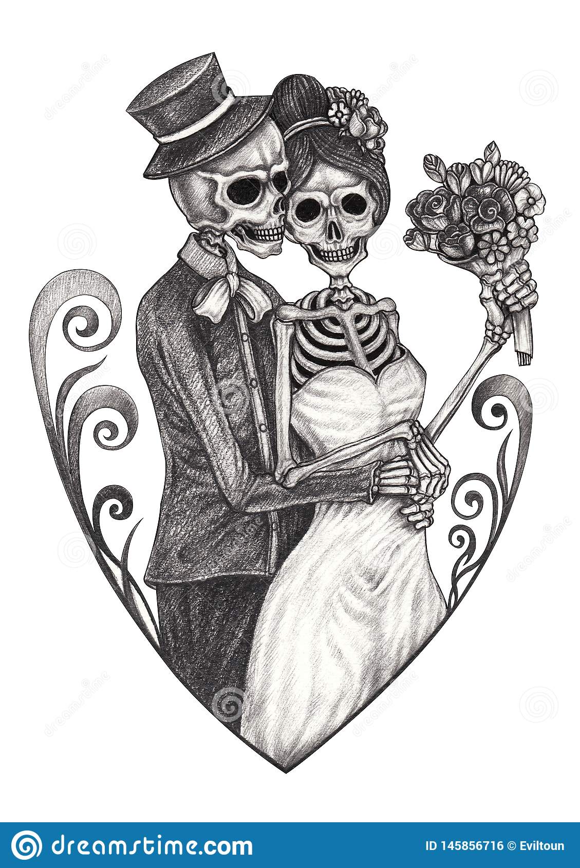 Detail Skeleton Bride And Groom Clipart Nomer 10