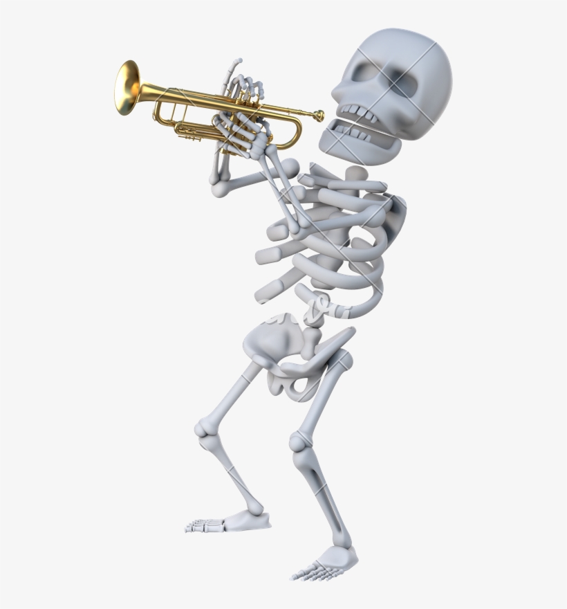 Detail Skeleton Playing Trombone Nomer 14