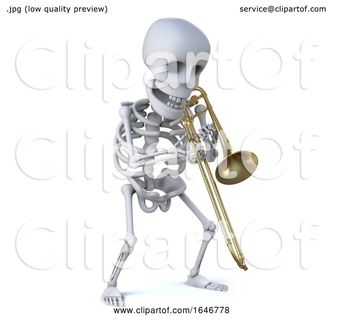 Detail Skeleton Playing Trombone Nomer 19