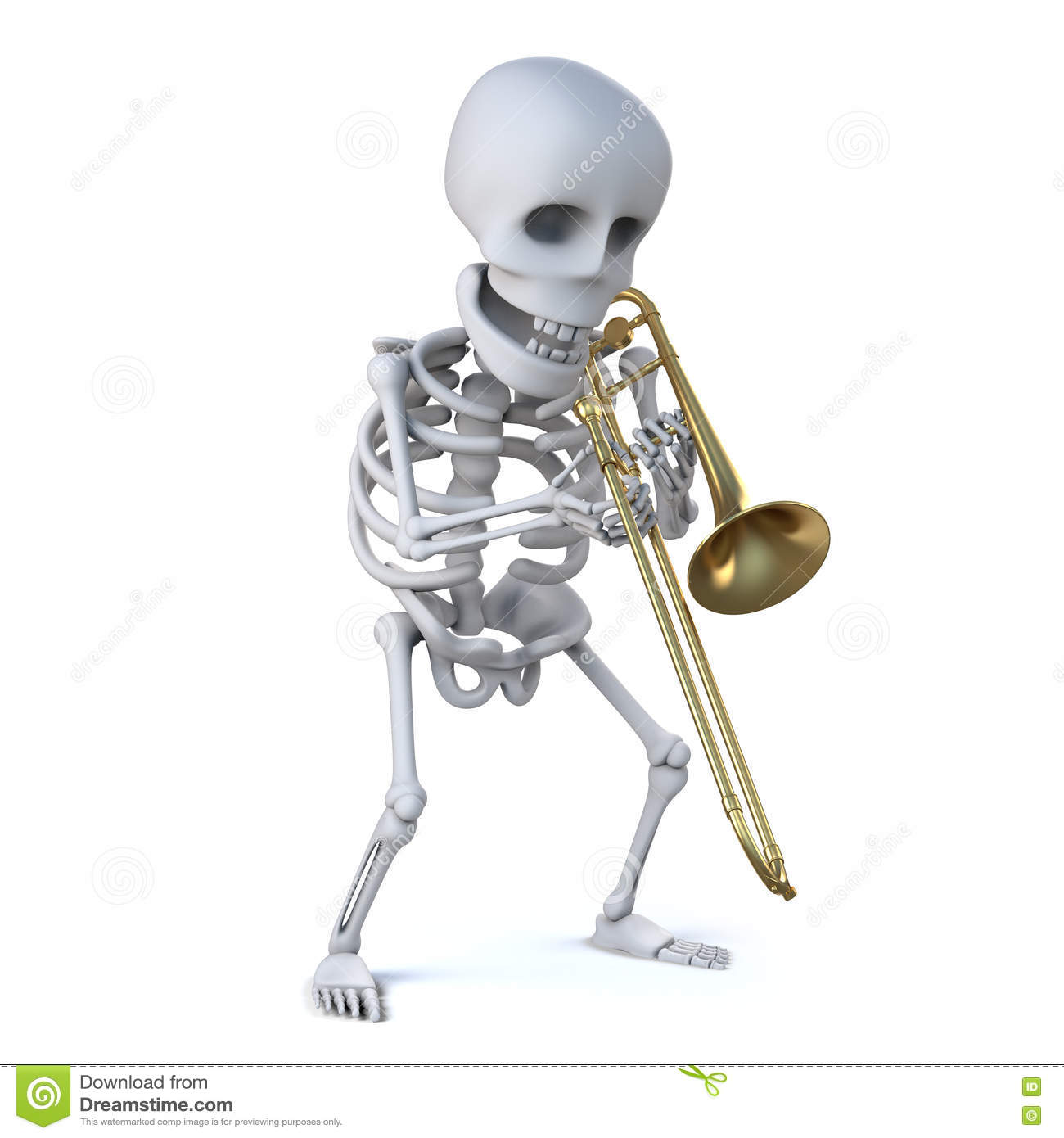 Detail Skeleton Playing Trombone Nomer 3
