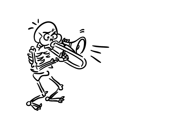 Detail Skeleton Playing Trombone Nomer 23
