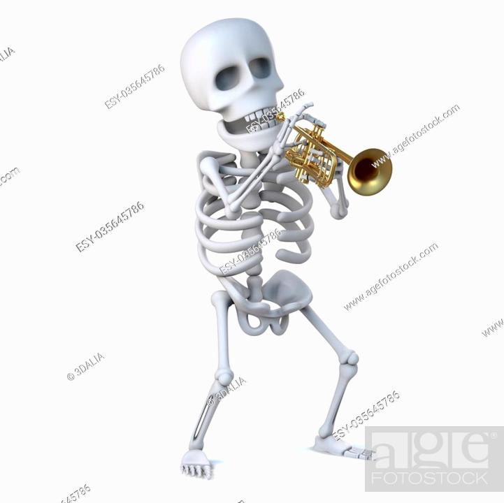 Detail Skeleton Playing Trombone Nomer 27