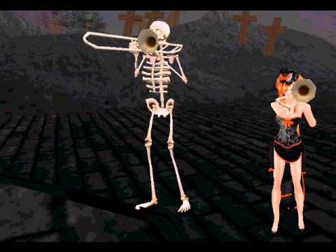 Detail Skeleton Playing Trombone Nomer 29