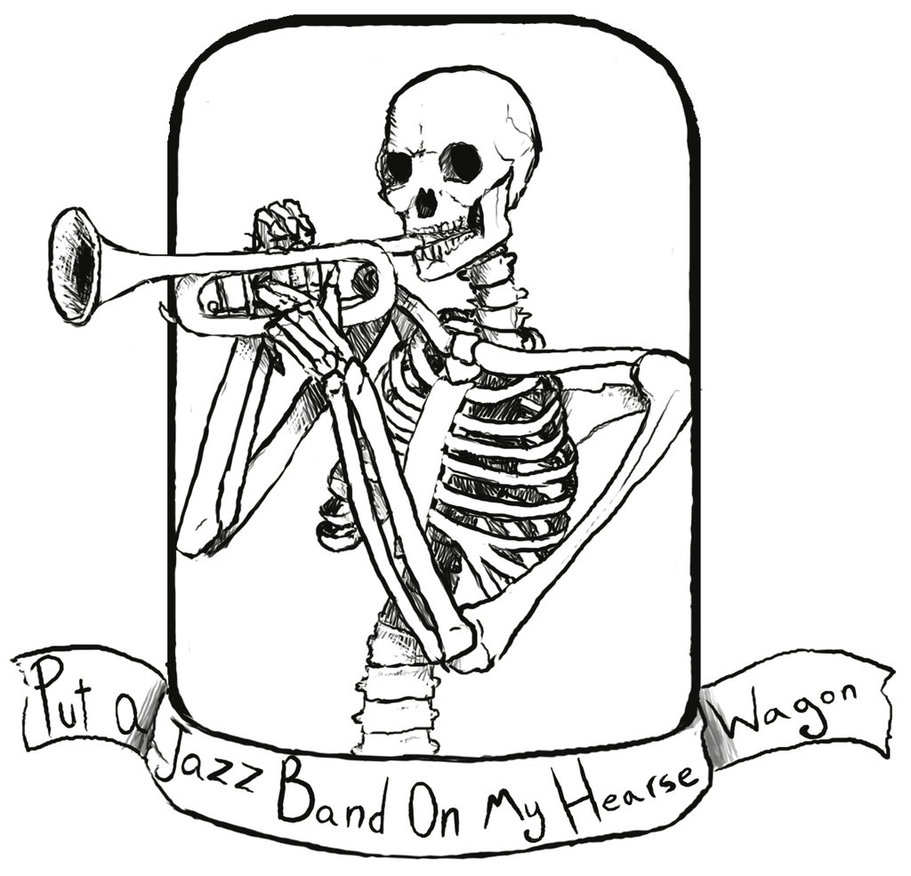 Detail Skeleton Playing Trombone Nomer 30