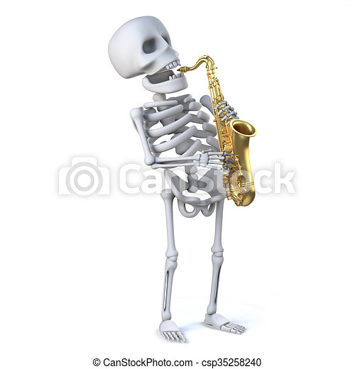 Detail Skeleton Playing Trombone Nomer 36